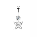 Sunflower Belly Button Rings Zircon Cross Star Moon Piercing Jewelry