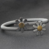 Sunflower Bracelet Stainless Steel Friendship Charm Bracelet