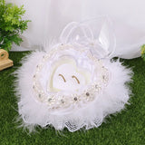 Sunflower Flower Ring Pillow Lace Silk Heart Shaped Ring Box Decor