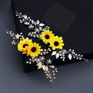Sunflower Wedding Hair Clip Fairy Floral Headband Tiara