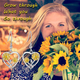 Sunflower Heart Hoop Earrings - 925 Sterling Silver for Women Girls Kids