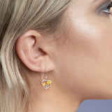 Sunflower Heart Hoop Earrings - 925 Sterling Silver for Women Girls Kids