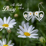 Sunflower Heart Hoop Earrings - Enamel 925 Silver Sunflower Jewelry
