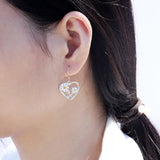 Sunflower Heart Hoop Earrings - Enamel 925 Silver Sunflower Jewelry