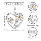 Sunflower Heart Hoop Earrings - Enamel 925 Silver Sunflower Jewelry