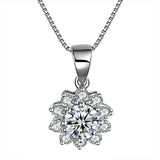 Sunflower Lab Moissanite Diamond Pendant 925 Sterling Silver Charm