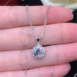 Sunflower Lab Moissanite Diamond Pendant 925 Sterling Silver Charm