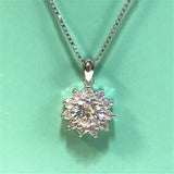Sunflower Lab Moissanite Diamond Pendant 925 Sterling Silver Charm