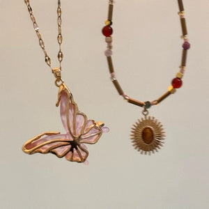 Sunflower Stone Clavicle Chain Coffee Necklace