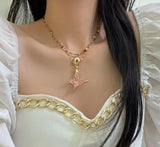 Sunflower Stone Clavicle Chain Coffee Necklace