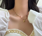 Sunflower Stone Clavicle Chain Coffee Necklace