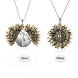 Personalized Sunflower Locket Necklace with Engraving