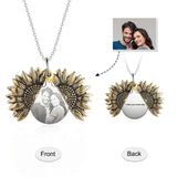 Personalized Sunflower Locket Necklace with Engraving
