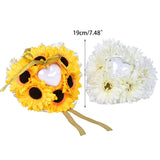 Sunflower Pillow Cushion with Heart Ring Box & Lace Holder