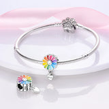 Sunflower Silver Charm Beads Heart Shape Hope Lettering Bracelet Jewelry Making