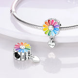 Sunflower Silver Charm Beads Heart Shape Hope Lettering Bracelet Jewelry Making