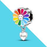 Sunflower Silver Charm Beads Heart Shape Hope Lettering Bracelet Jewelry Making