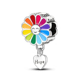 Sunflower Silver Charm Beads Heart Shape Hope Lettering Bracelet Jewelry Making