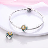 Sunflowers Heart Shape Beads for Charm Bracelet DIY
