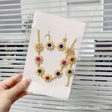 Boho Sunflower Crystal Jewelry Set for Women