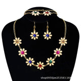 Boho Sunflower Crystal Jewelry Set for Women