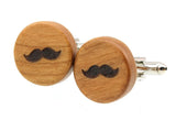 Sunnylink 52mm Mustache Wood Cufflinks Tie clip