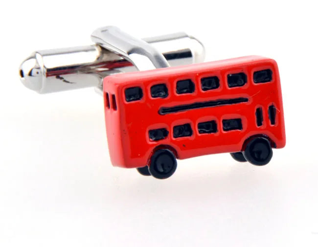 Sunnylink Men's Red Bus Cuff Links for Shirt