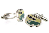 Sunnylink Men's Bus Green Yellow Cufflinks 17mm