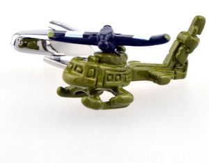 Sunnylink Helicopter Green Plane Cuff Links J1194