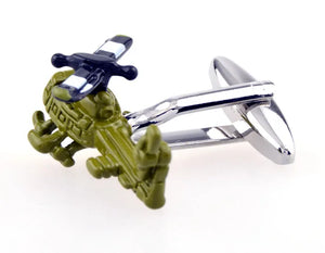 Sunnylink Helicopter Green Plane Cuff Links J1194