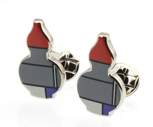 Sunnylink Men's Gray Cucurbit Cufflinks Nickel Enamel Shirt M4149