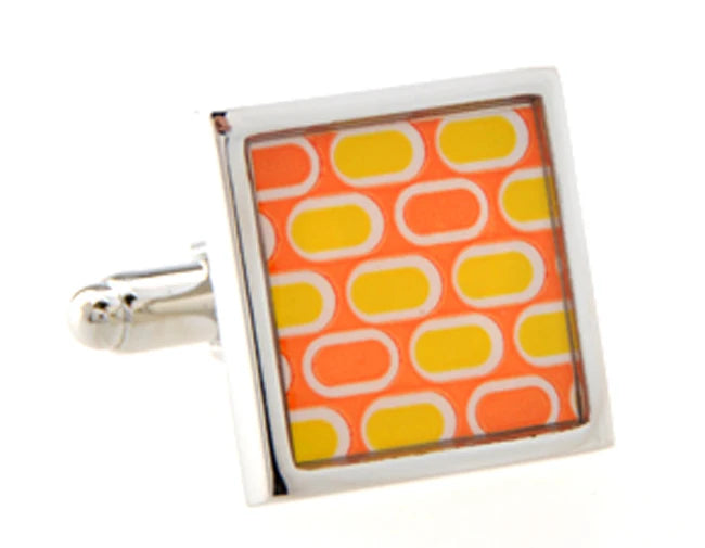 Sunnylink Men's Orange Yellow Cuff Links for Shirt