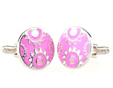 Sunnylink Men's Round Pink Cuff Links for Shirt J1284