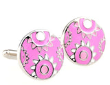 Sunnylink Men's Round Pink Cuff Links for Shirt J1284