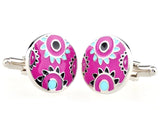 Sunnylink Men's Round Pink Cuff Links for Shirt J1284