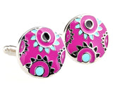 Sunnylink Men's Round Pink Cuff Links for Shirt J1284