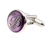 Sunnylink Men's Round Letter Purple Cufflinks M4227