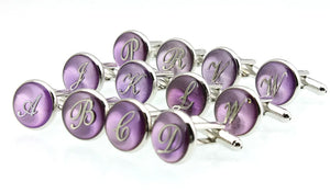 Sunnylink Men's Round Letter Purple Cufflinks M4227