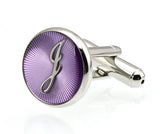 Sunnylink Men's Round Letter Purple Cufflinks M4227