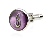 Sunnylink Men's Round Letter Purple Cufflinks M4227