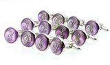 Sunnylink Men's Round Letter Purple Cufflinks M4227