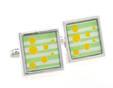 Sunnylink Men's Yellow Green Cuff Links J1220