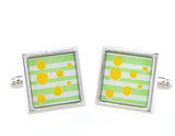 Sunnylink Men's Yellow Green Cuff Links J1220