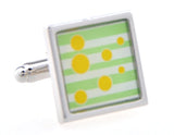 Sunnylink Men's Yellow Green Cuff Links J1220