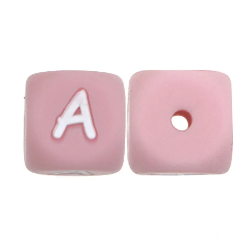 100/200Pcs Pink Silicone Letter Beads 12MM for Bracelets DIY Jewelry