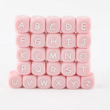 100/200Pcs Pink Silicone Letter Beads 12MM for Bracelets DIY Jewelry