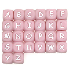 100/200Pcs Pink Silicone Letter Beads 12MM for Bracelets DIY Jewelry