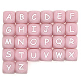 100/200Pcs Pink Silicone Letter Beads 12MM for Bracelets DIY Jewelry