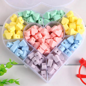 100pcs Baby Silicone Beads Mini Love Heart Food Teether DIY Pacifier Chain