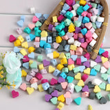 100pcs Baby Silicone Beads Mini Love Heart Food Teether DIY Pacifier Chain